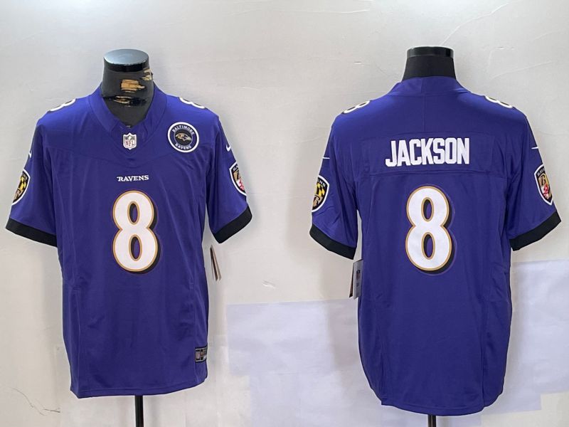 Men Baltimore Ravens #8 Jackson Purple Three generations 2024 Nike Vapor Limited NFL Jersey style 2->baltimore ravens->NFL Jersey